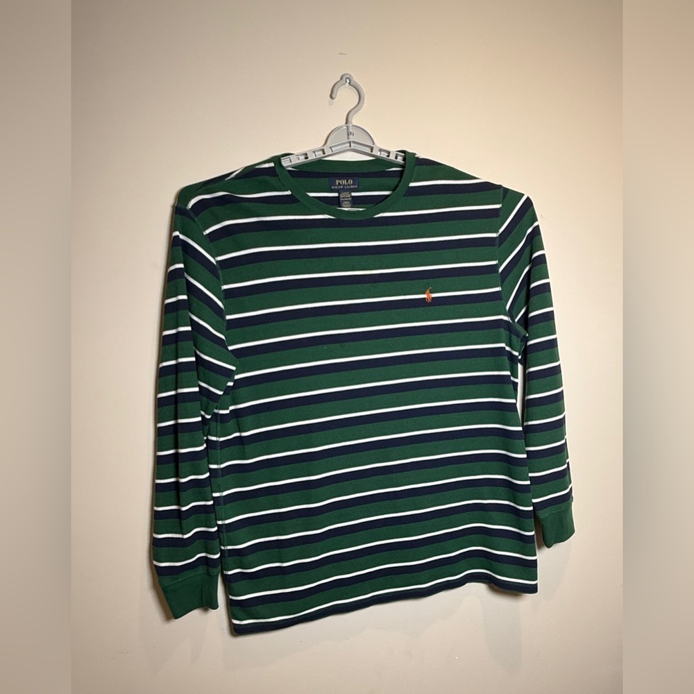 Polo by Ralph Lauren Green and Navy Striped Shirt